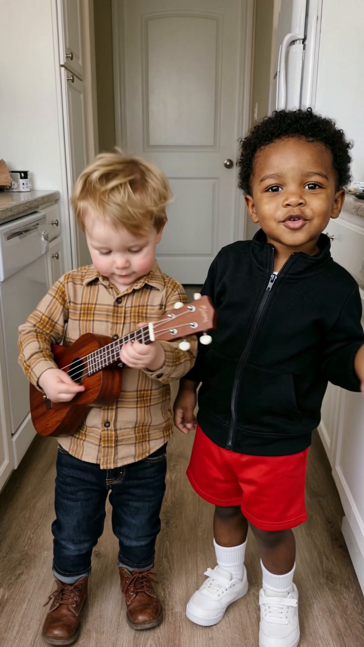 Oouuch Trend - Pick two characters. One strums the ukulele and one sings the viral Oouuch song, every strum and sway, in the kitchen or a place you pick.