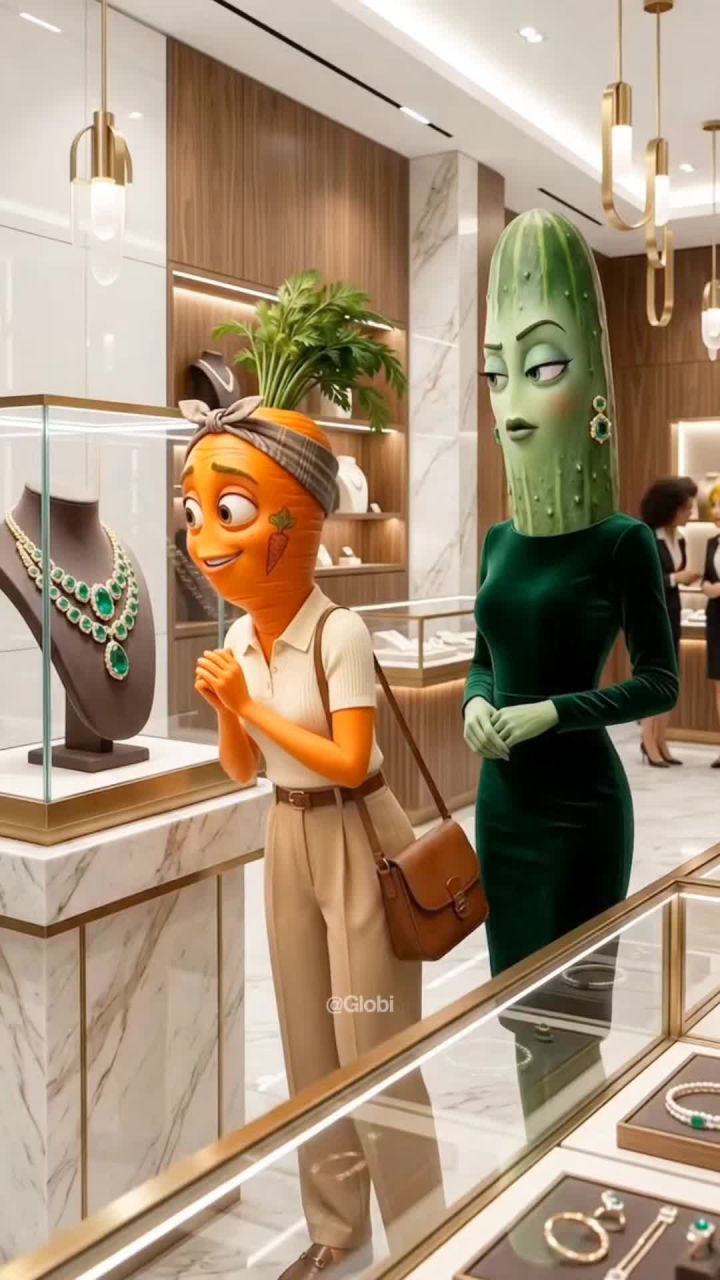 Parte 1 | La chica Zanahoria fue humillada y expulsada de una joyería de lujo por su vestimenta, así que llama a su padre, el dueño de la joyería... #frutinovelas #fruitstories #novelasdefrutas #fruits #fruitdrama