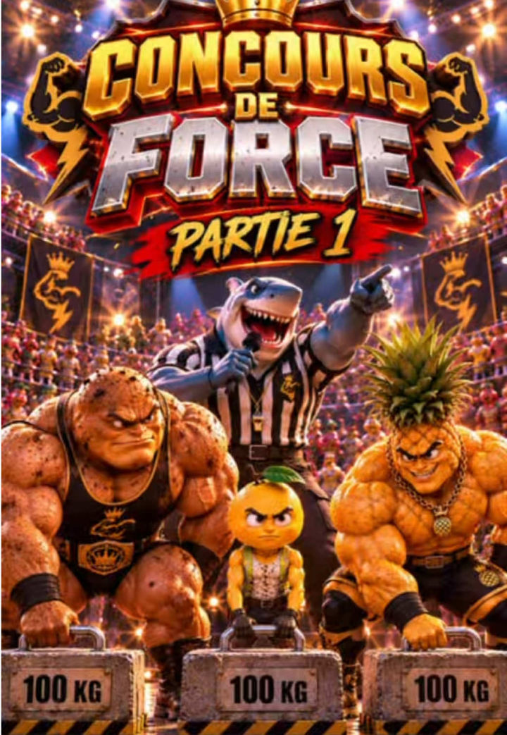 🔥 LE CONCOURS LE PLUS FOU DE FRUIT CITY COMMENCE ! 💪🍋🍍🥔
Citron pensait venir tenter sa chance… mais il va devoir affronter des adversaires complètement monstrueux 😳
Et pour commencer : 100 KG chacun ! 💀
Mais pourquoi le prix est-il de 67 MILLIONS D’EUROS ?! 😱💰
Le premier défi commence… et Citron cache peut-être bien son jeu 👀
👇 Tu veux voir qui soulève les 100 KG ? Écris “PARTIE 2” en commentaire ! #tiktokfrance🇨🇵 #DramatikFruit #histoiredefruit #fruitstory #foodstory